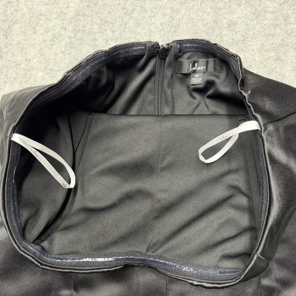 Lulu’s Perfectly Exquisite Black Satin Strapless Bodycon Mini Dress Size Medium - Picture 13 of 15